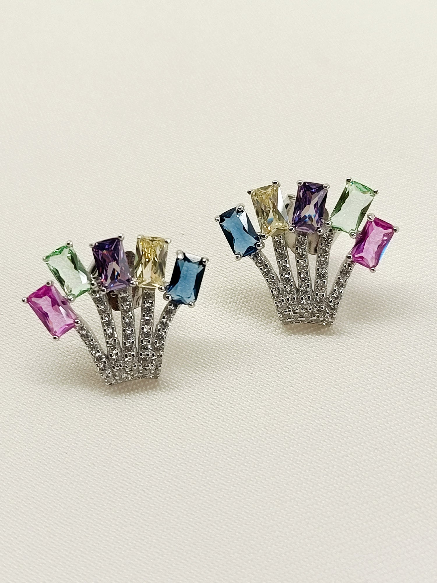 Jaytri Multi Colour 92.5 Silver Swarovski Stone Tops - qivii