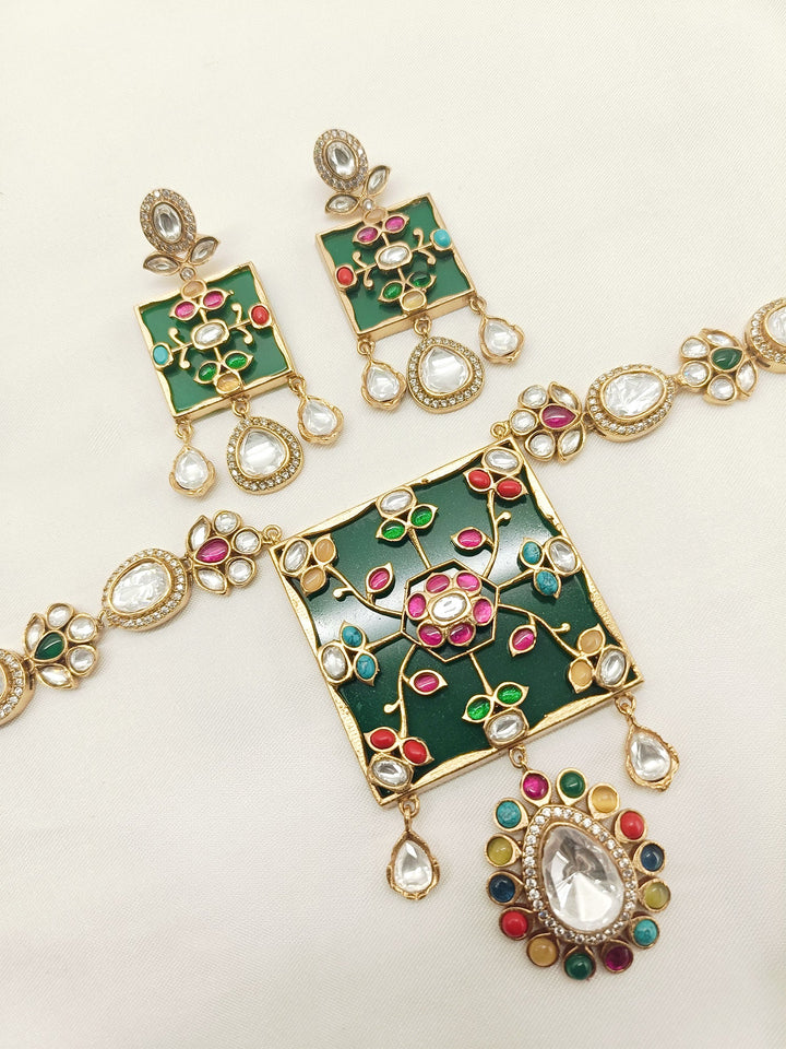 Manya Multi Colour Kundan Necklace Set