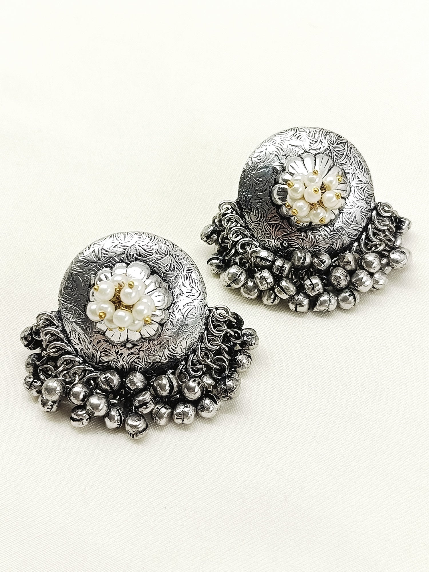 Natasha White Pearl Oxidized Tops