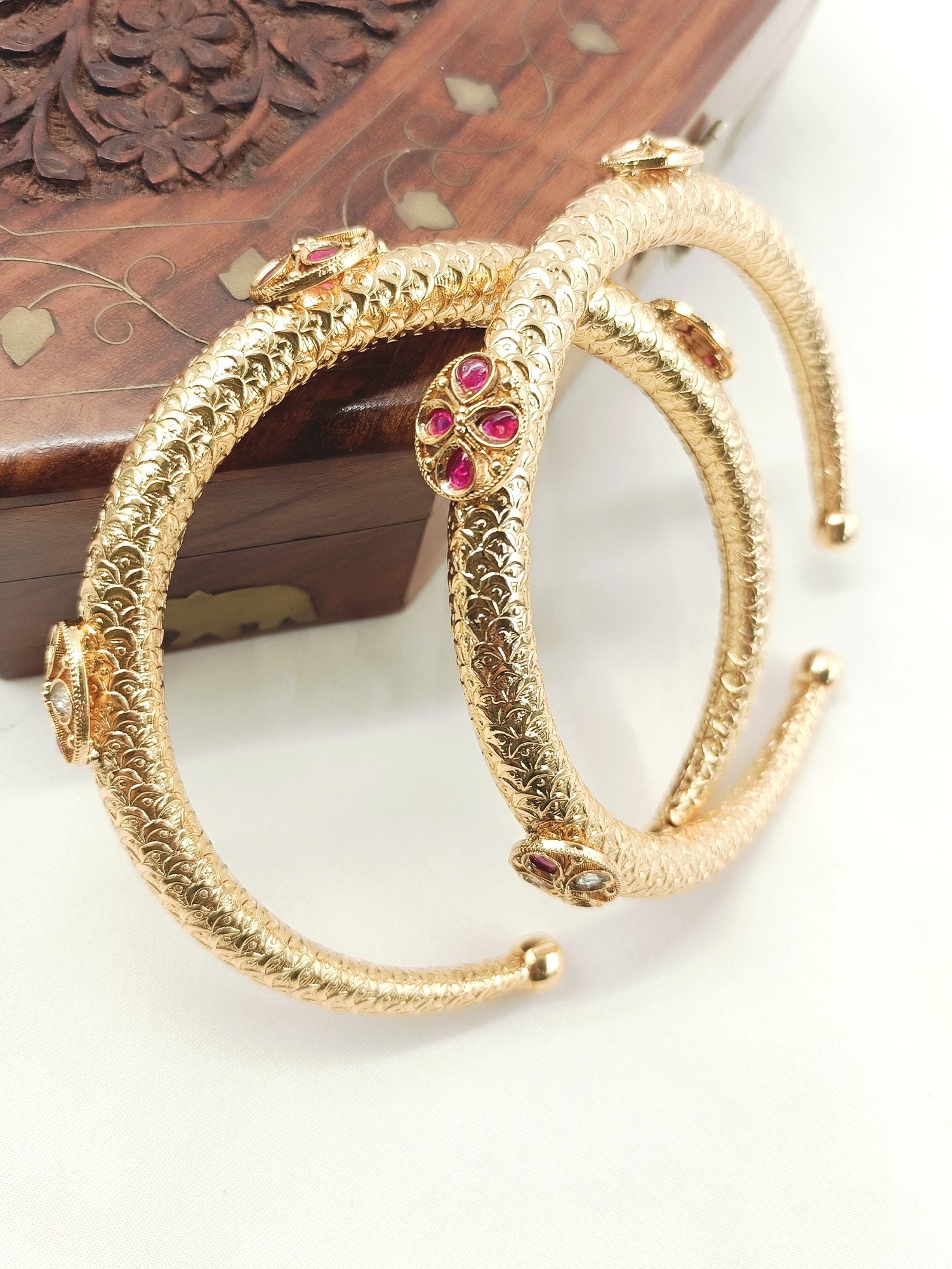 Indumati Ruby Hasli Styled Antique Anklet