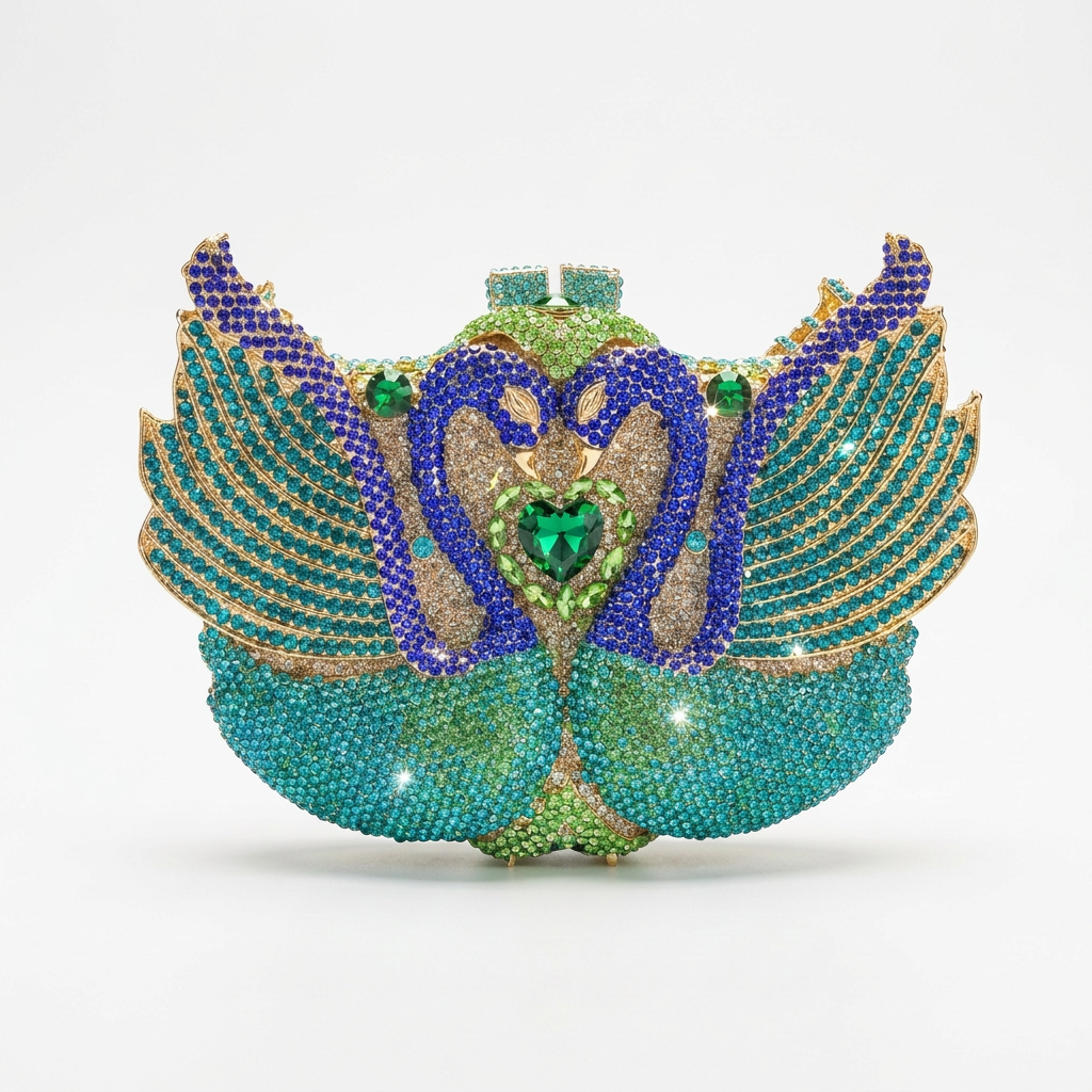 Midnight Swan Crystal Clutch  - By Qivii