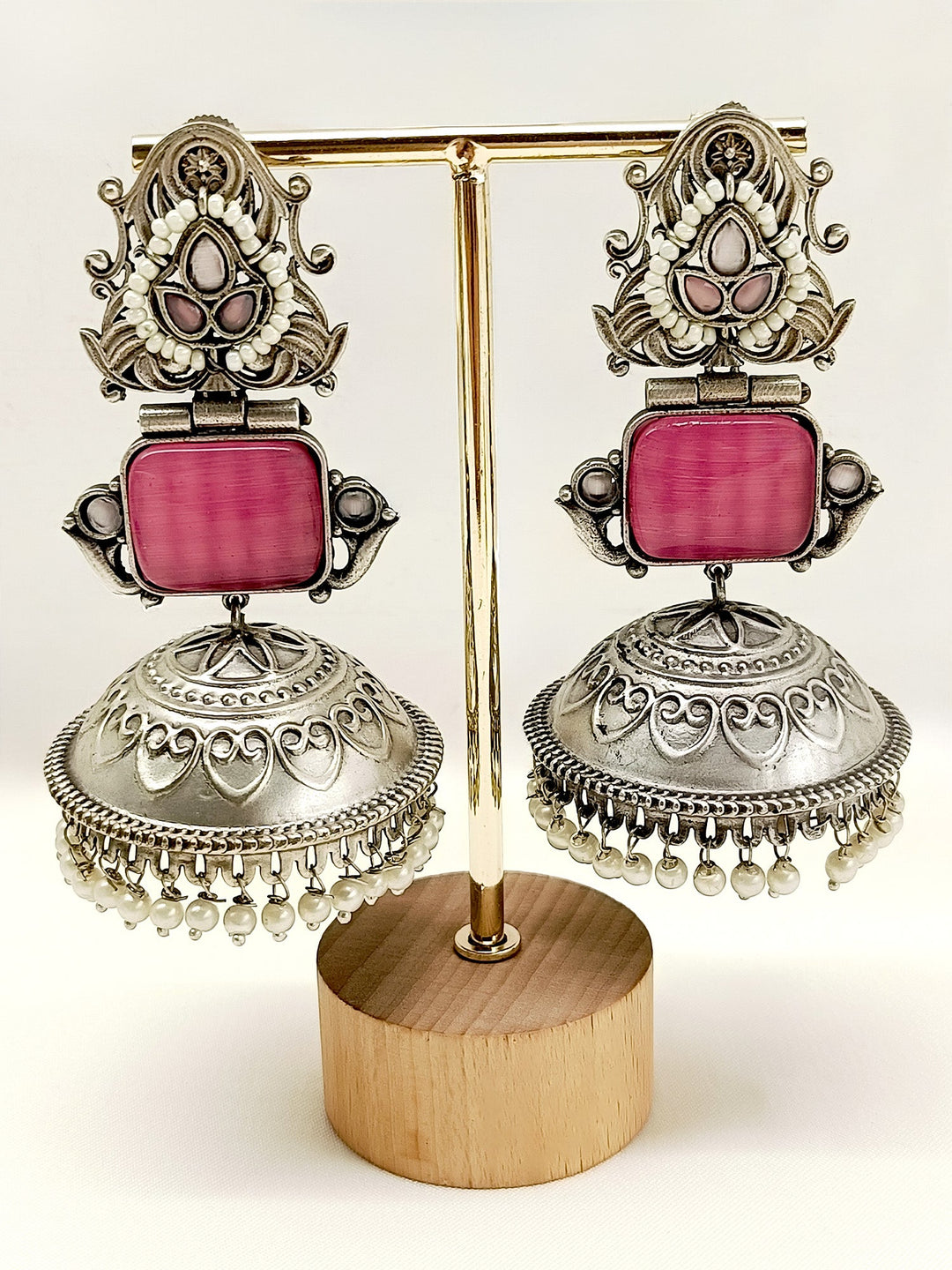 Sonu Pink Oxidized Jhumki