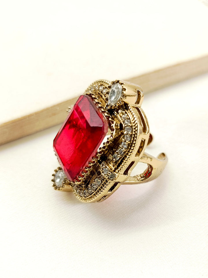  Elegant Sharanya Ruby Victorian Finger Ring featuring a stunning marquise-cut ruby surrounded by delicate filigree