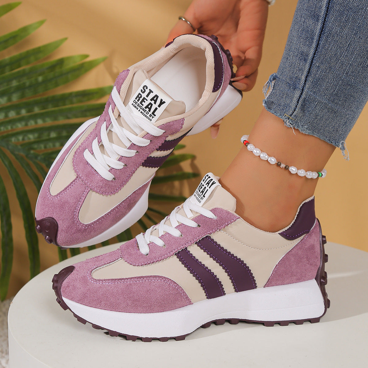 Women's Athena Curve Chunky Retro Runner Sneakers – Extended-Size Vintage Dad Walking Shoes with Sculpted Waist (US 5–11.5)