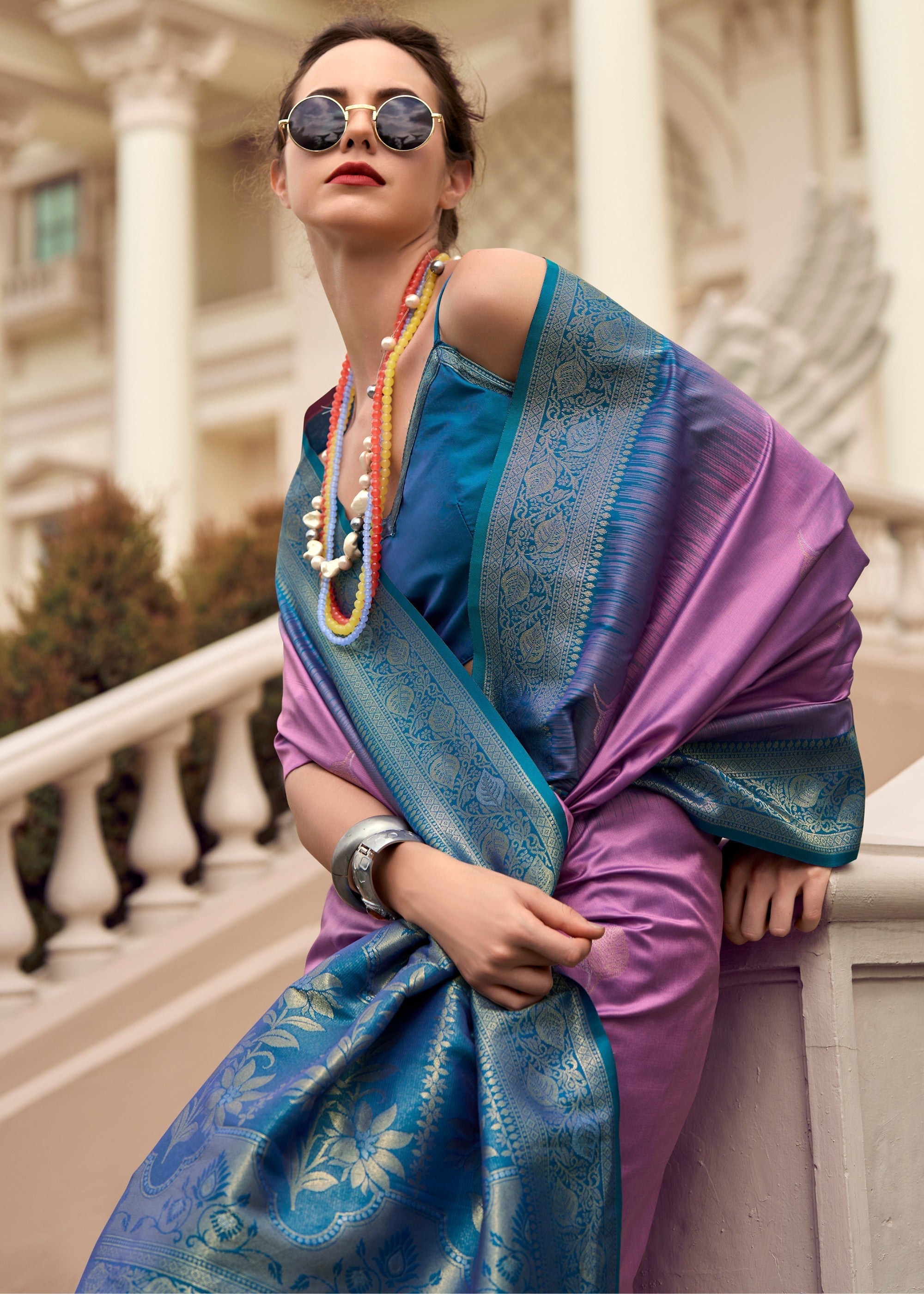 Orchid Purple Soft Silk Saree with Amazing Zari Weaving - qivii