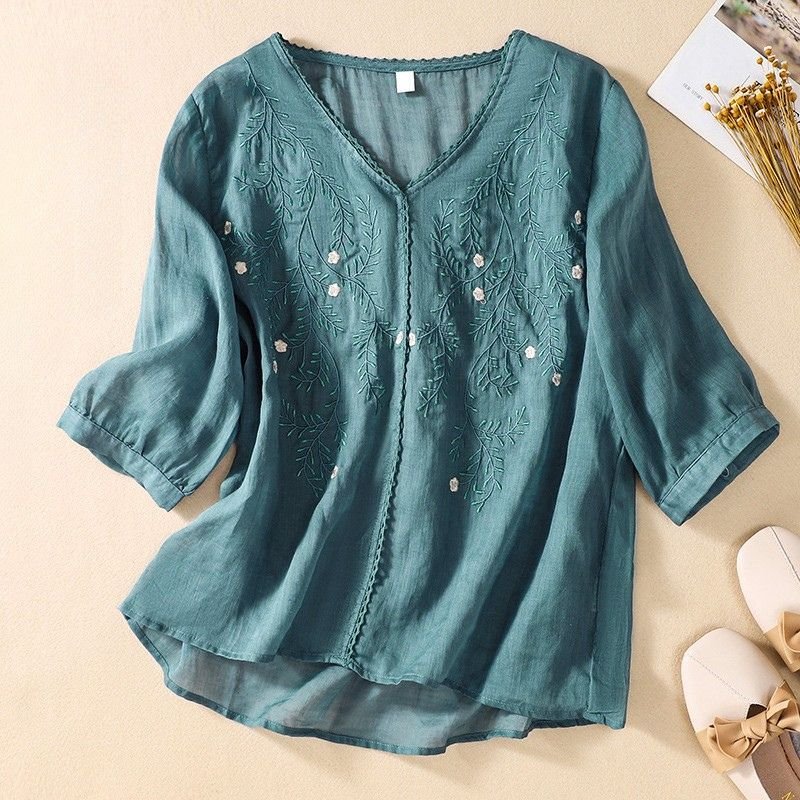 Celina Cotton-Linen Blouse  - By Qivii