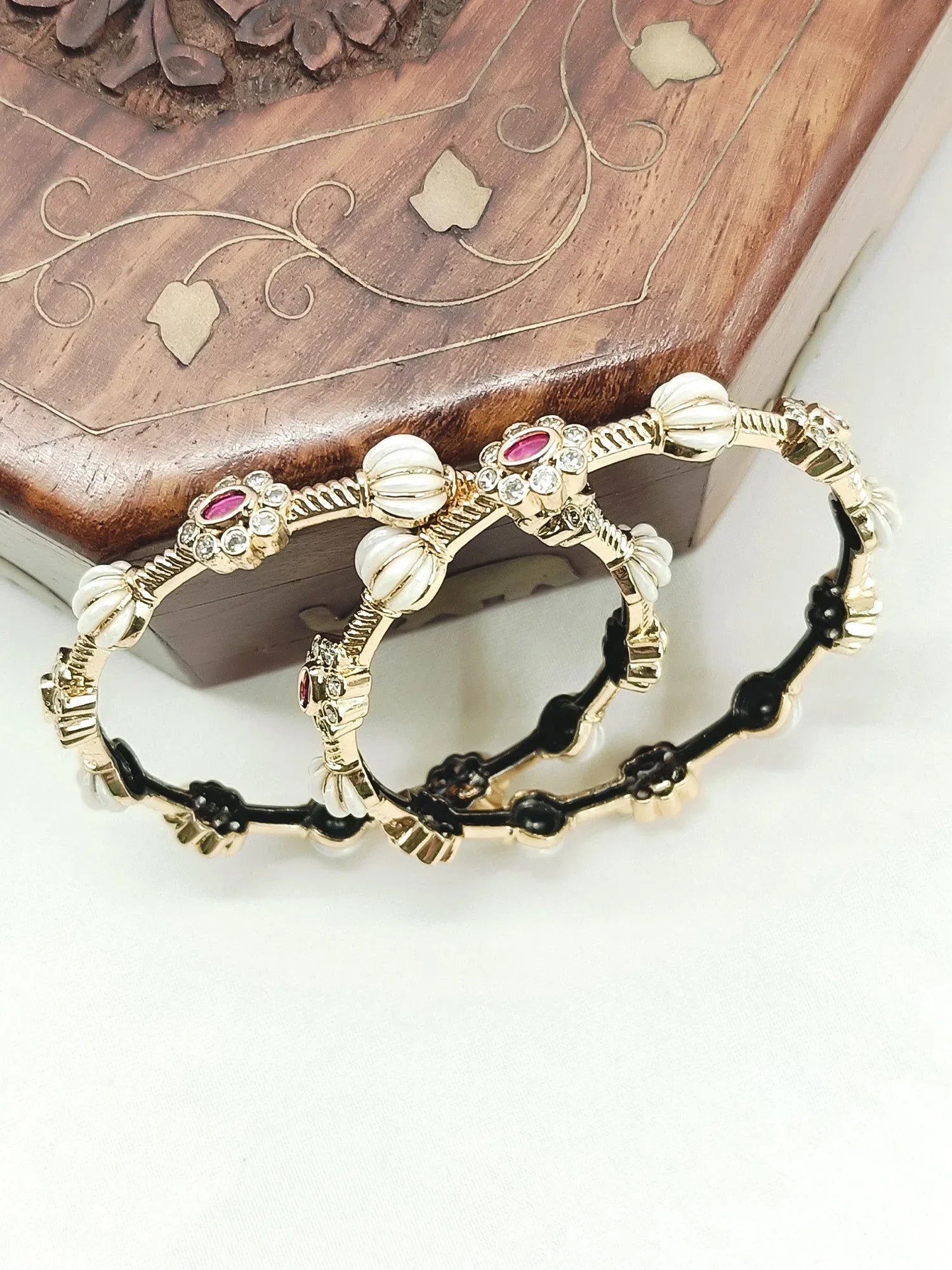 Chandralekha White Antique Bangles