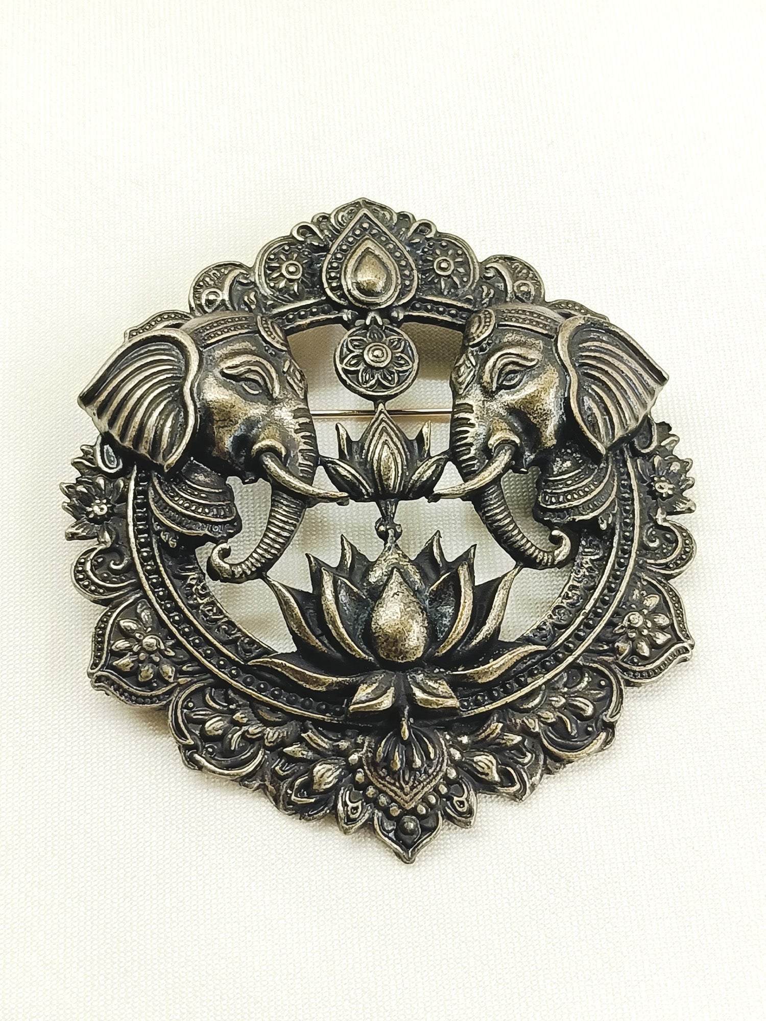 Aariv Antique Gold Elephant Men's Brooch