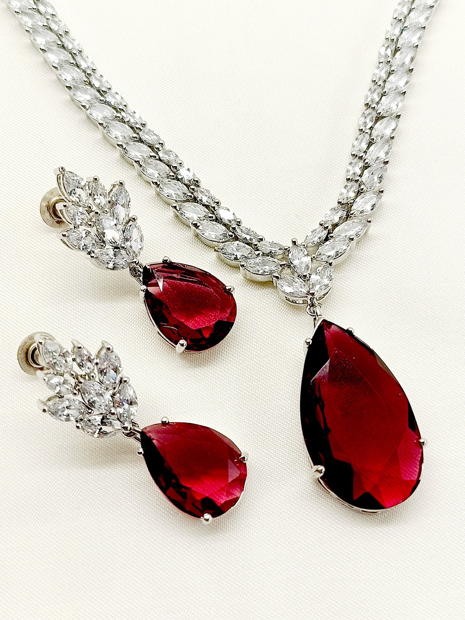 Angela Changeable Silver American Diamond Set