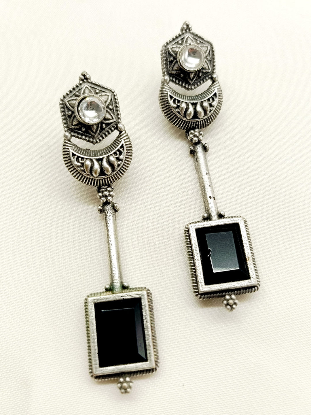 Kangana Black German Silver Oxidized Earrings