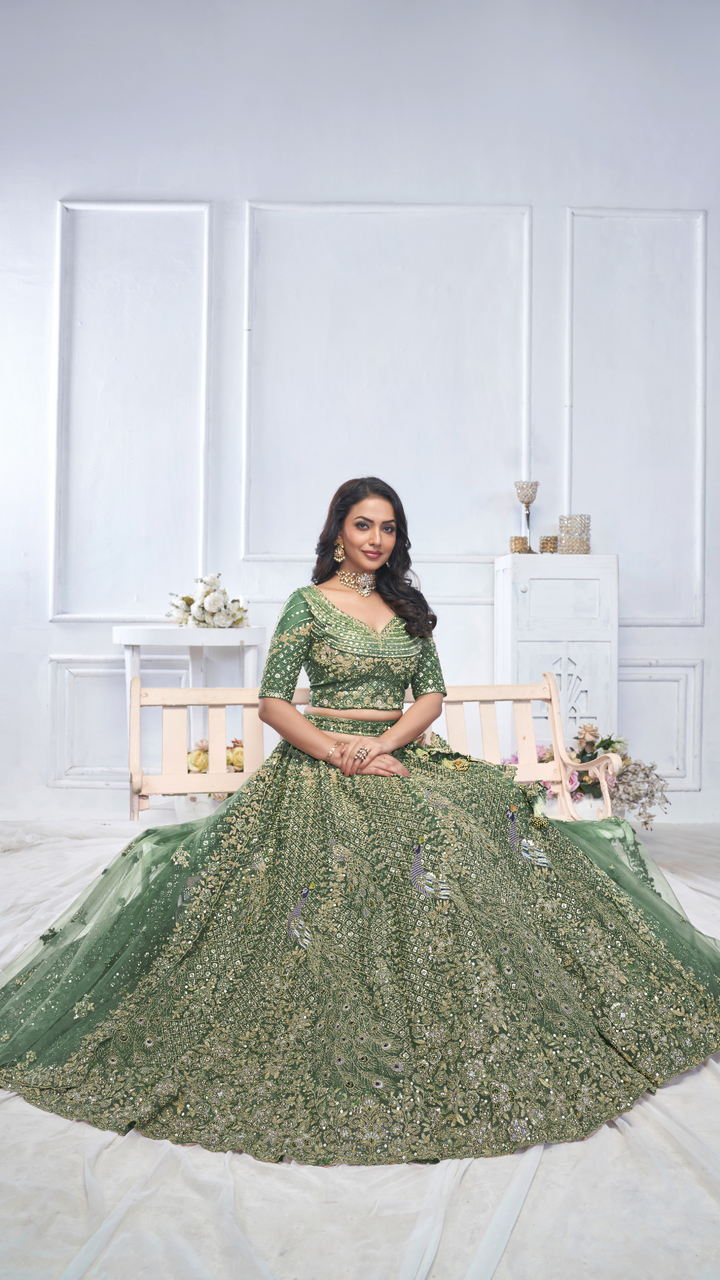 Graceful Green bridal wear lehenga