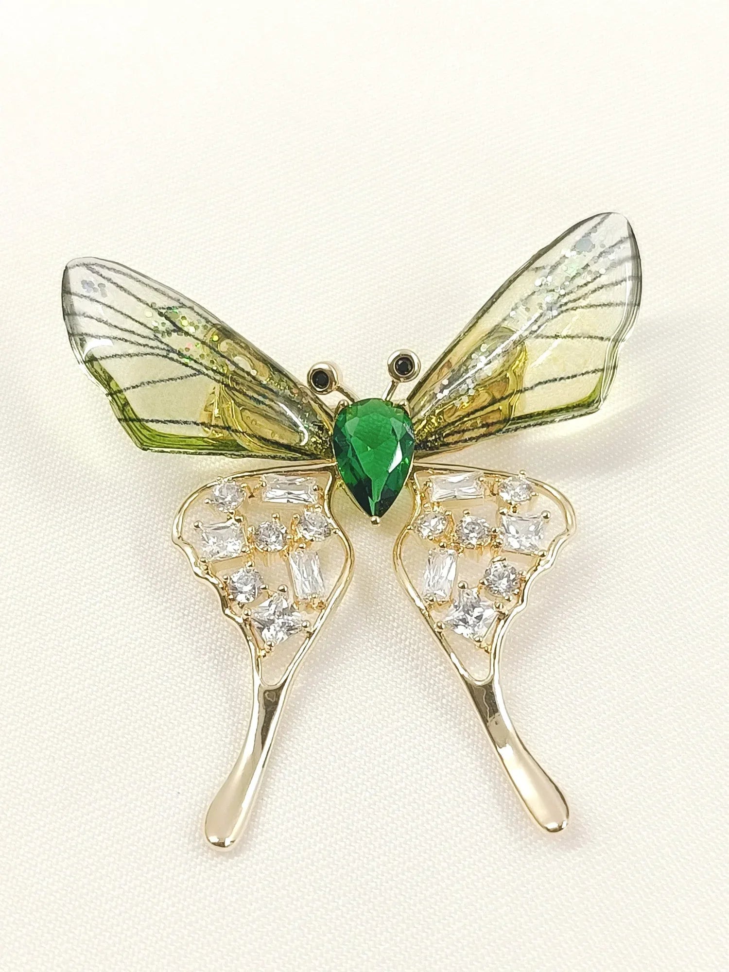 Arjita Green Butterfly Brooch