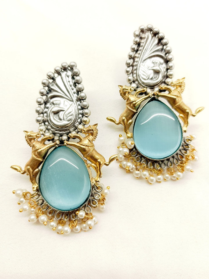 Karuli Sky Blue Oxidized Earrings