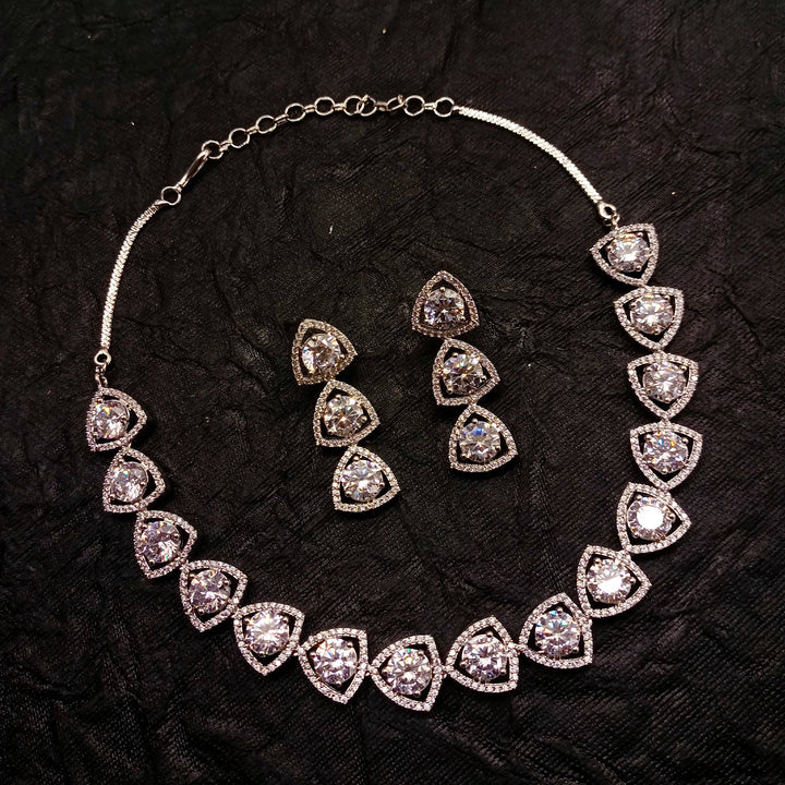 Zaara Silver Plated Semiprecious White Stone American Diamond set