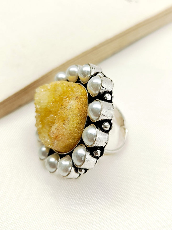 Koyel Yellow Oxidized Finger Ring