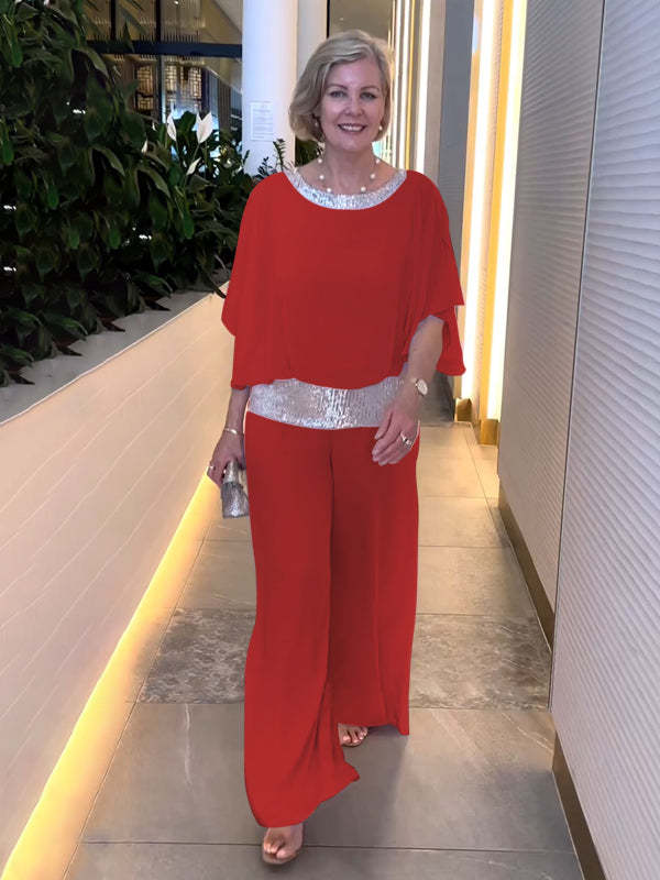 Mireya | Elegant Wide Leg Two Piece Evening Pant Set by Qivii