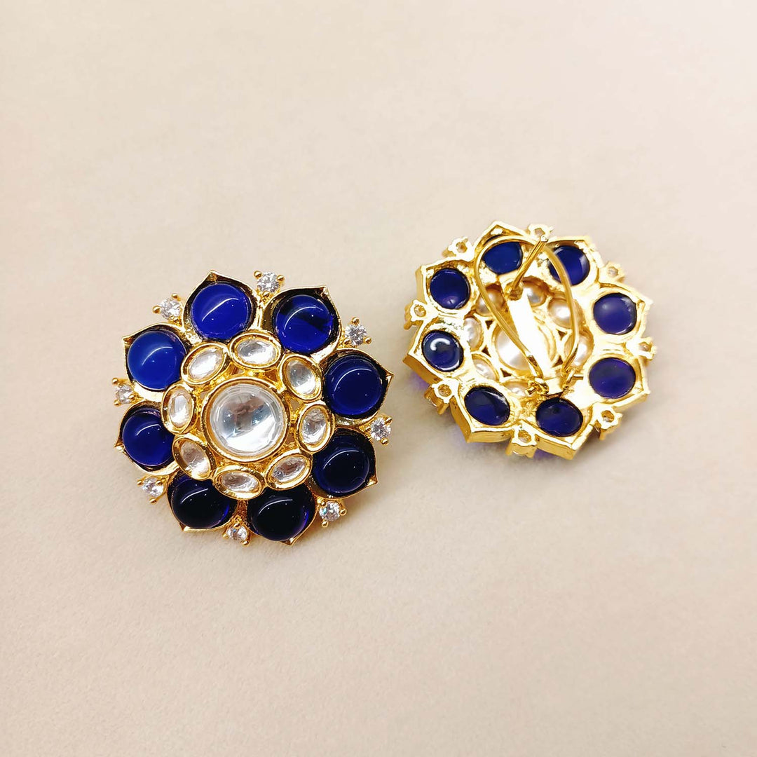 Kavya Navy Blue Gold Plated Kundan Tops