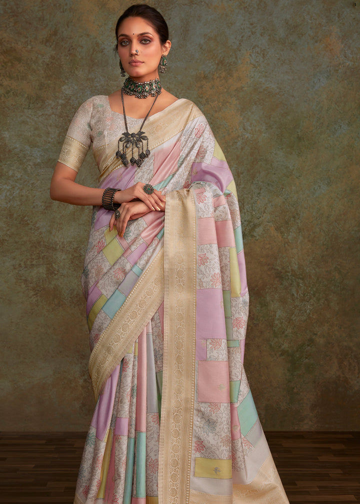 Off White Color Art Silk Fabric Special Saree With Printed Work