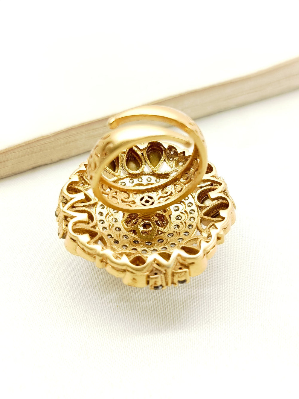  Elegant Jivanta White Kundan Finger Ring showcasing traditional Indian craftsmanship and stunning design