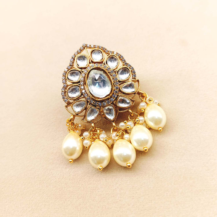 Kathyayani Off White Gold Plated Kundan Earrings