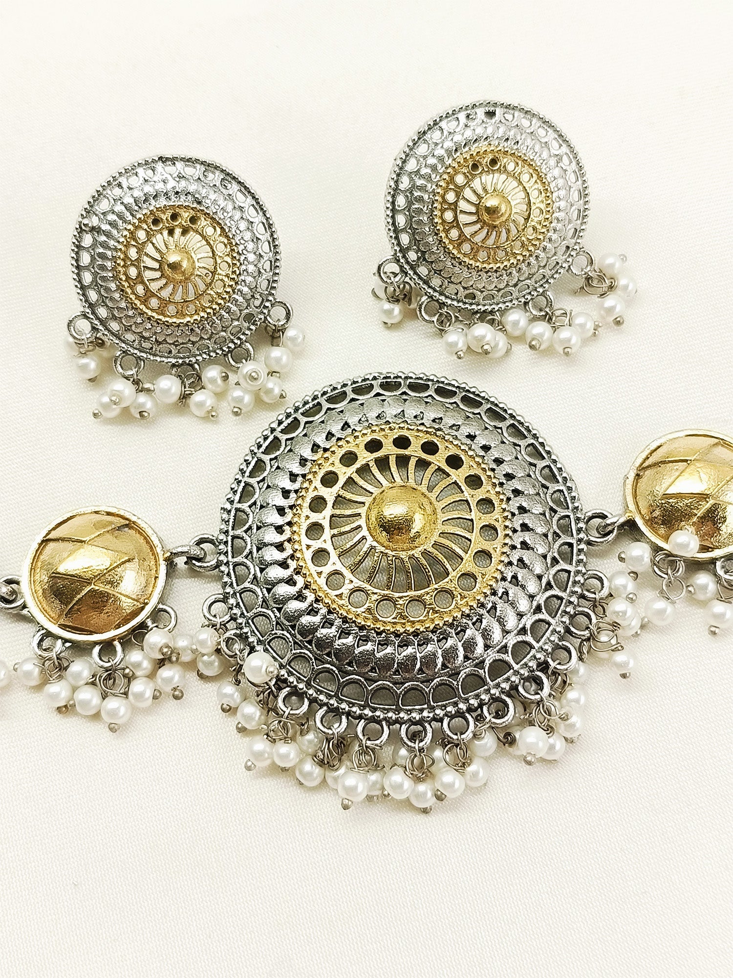 Ellora Plain Oxidized Necklace Set