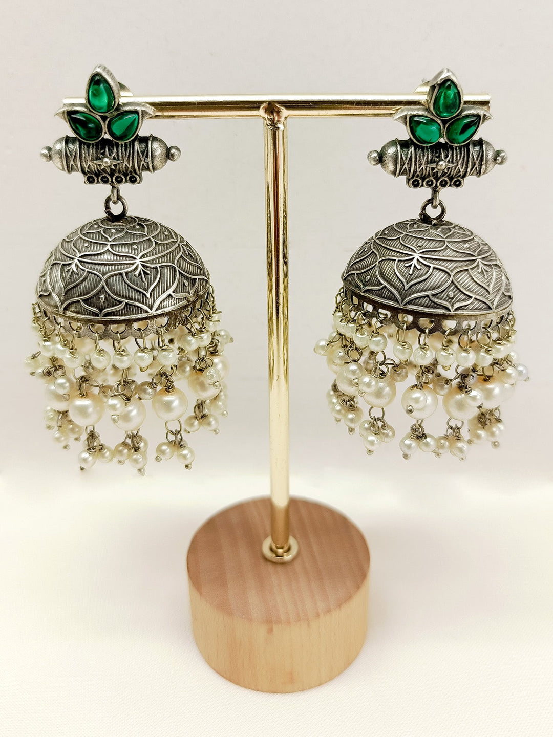 Shaanu Green Oxidized Jhumki