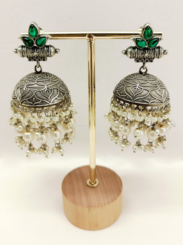 Shaanu Green Oxidized Jhumki