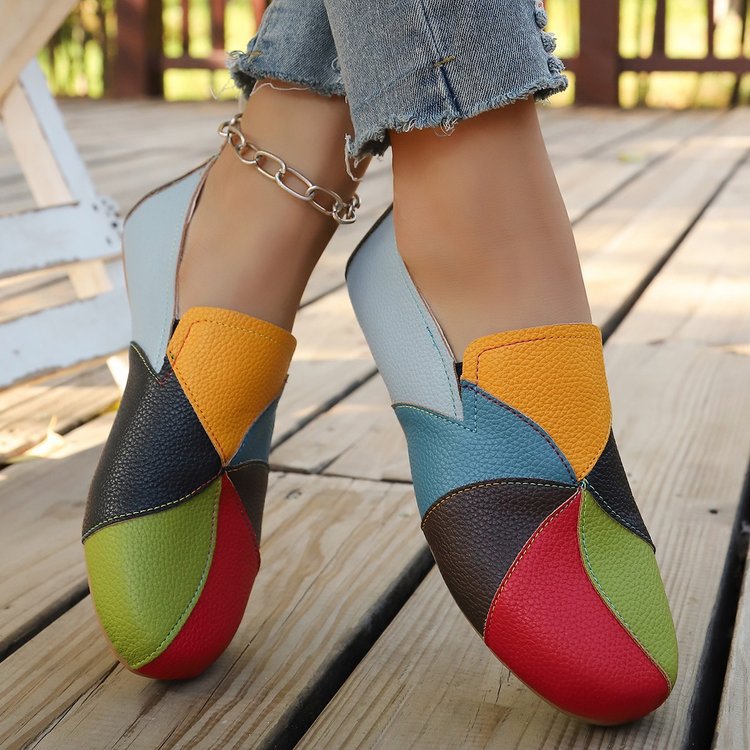 Women’s Norielle Slip-On Colorblock Loafers – Round Toe Casual Flat Shoes (US 5–10.5)