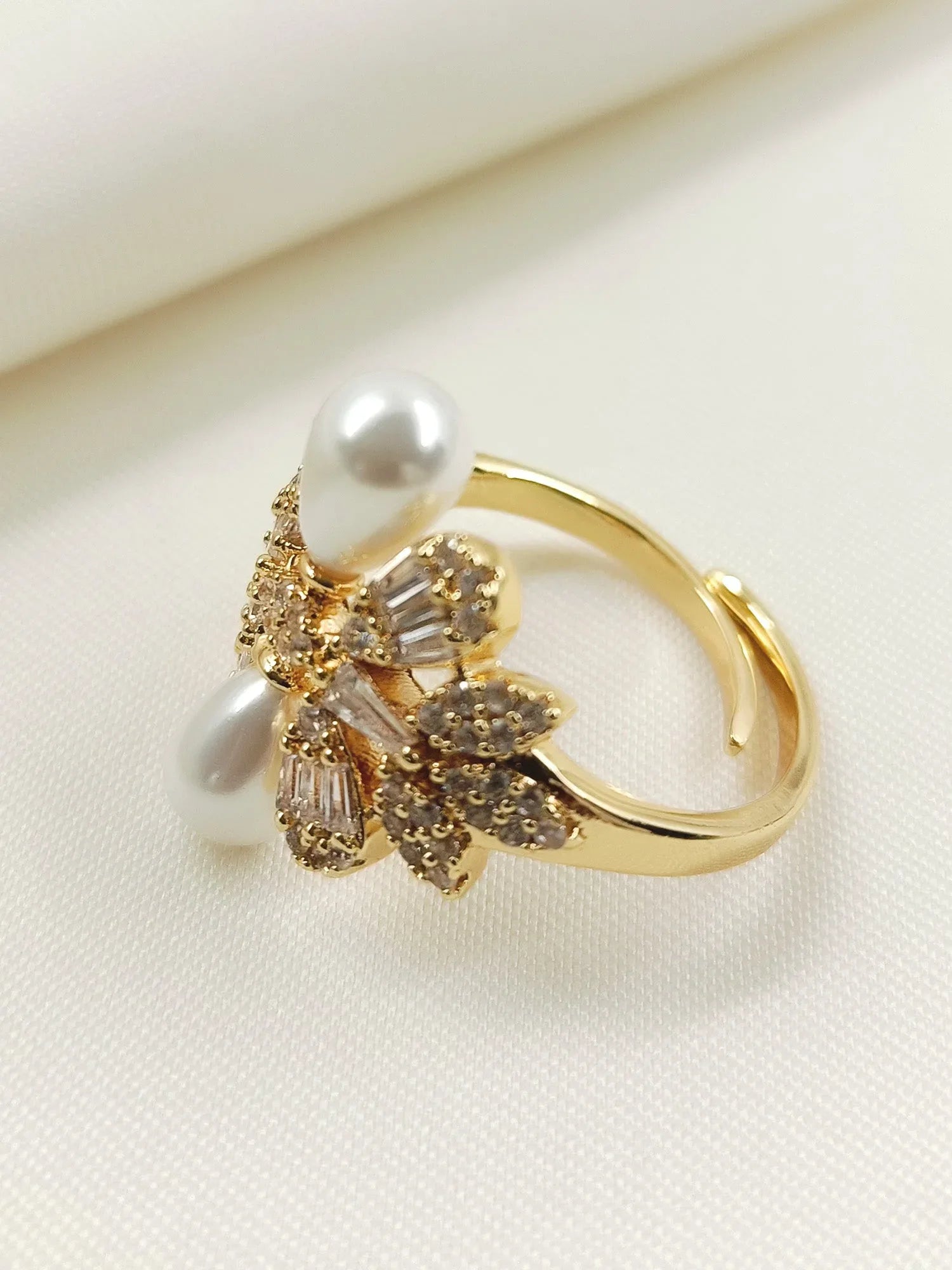 Caterpie Golden American Diamond Finger Ring