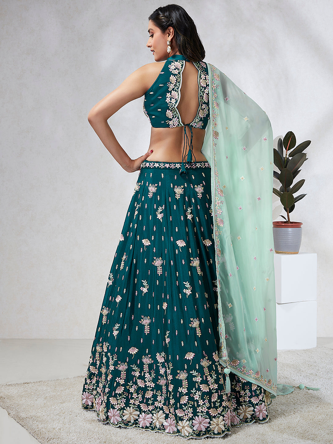 Georgette Sequins with Heavy Zarkan Embroidered Stitched Lehenga choli