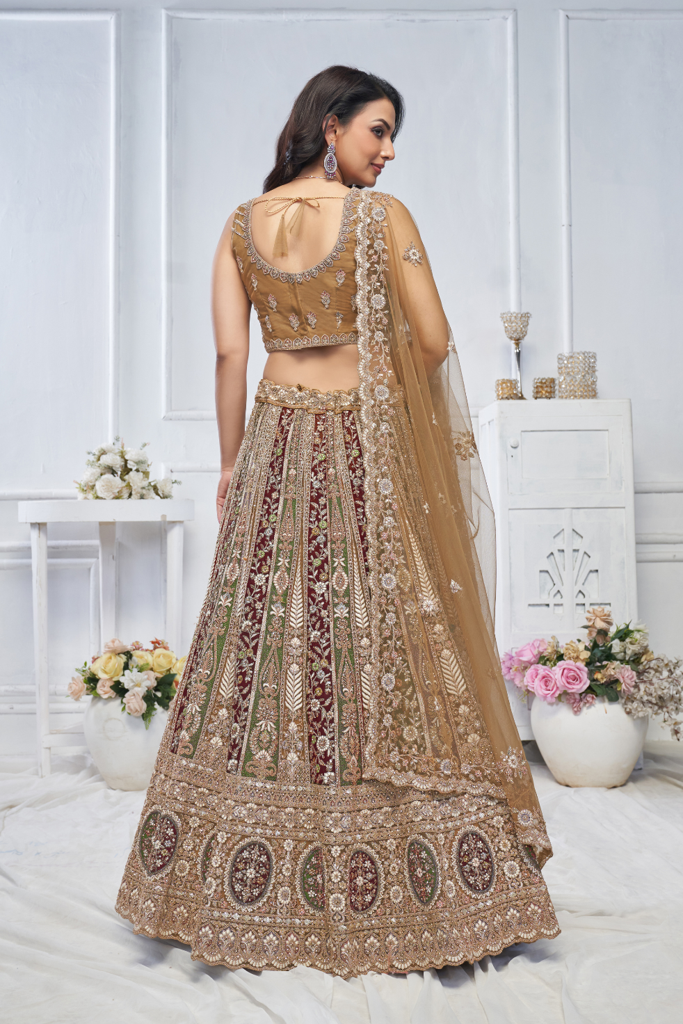 Majestic Brown Bridal Lehenga with Intricate Details - qivii