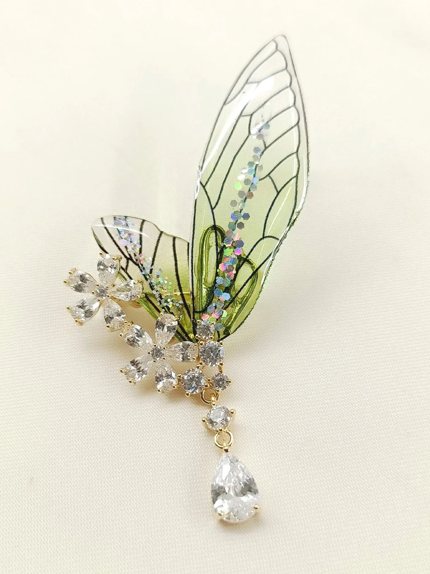 Uzma Green Butterfly Brooch