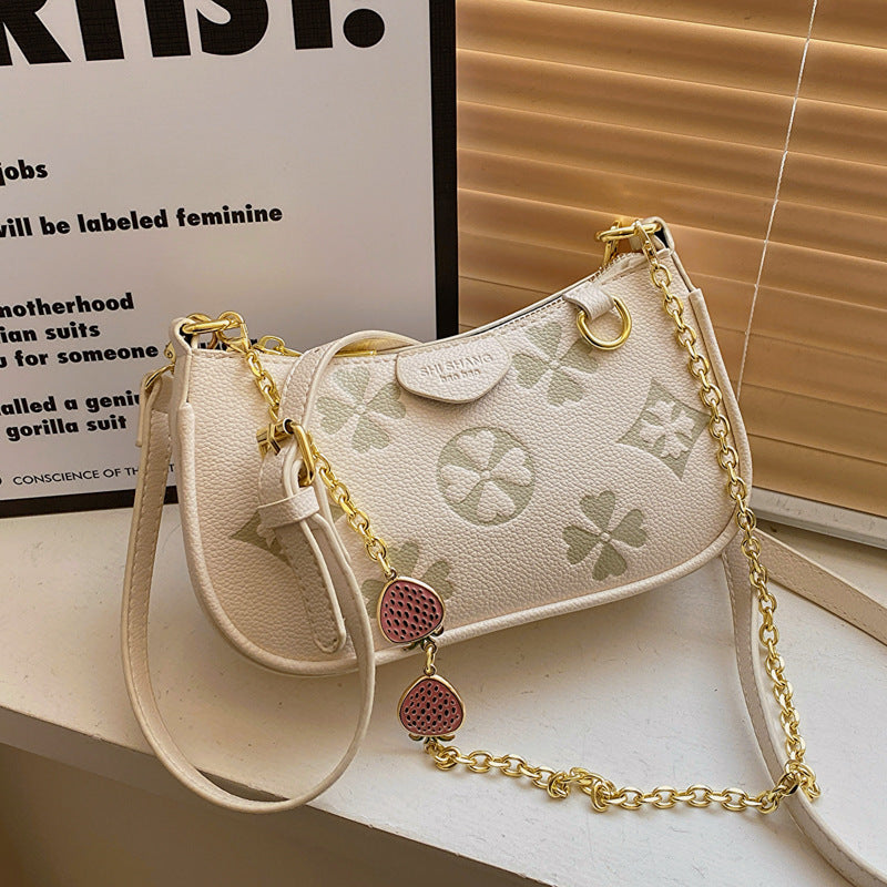 Women's Heritage Print Satchel – Mini Convertible Mahjong Bag with Artisan Monogram & Chain Strap
