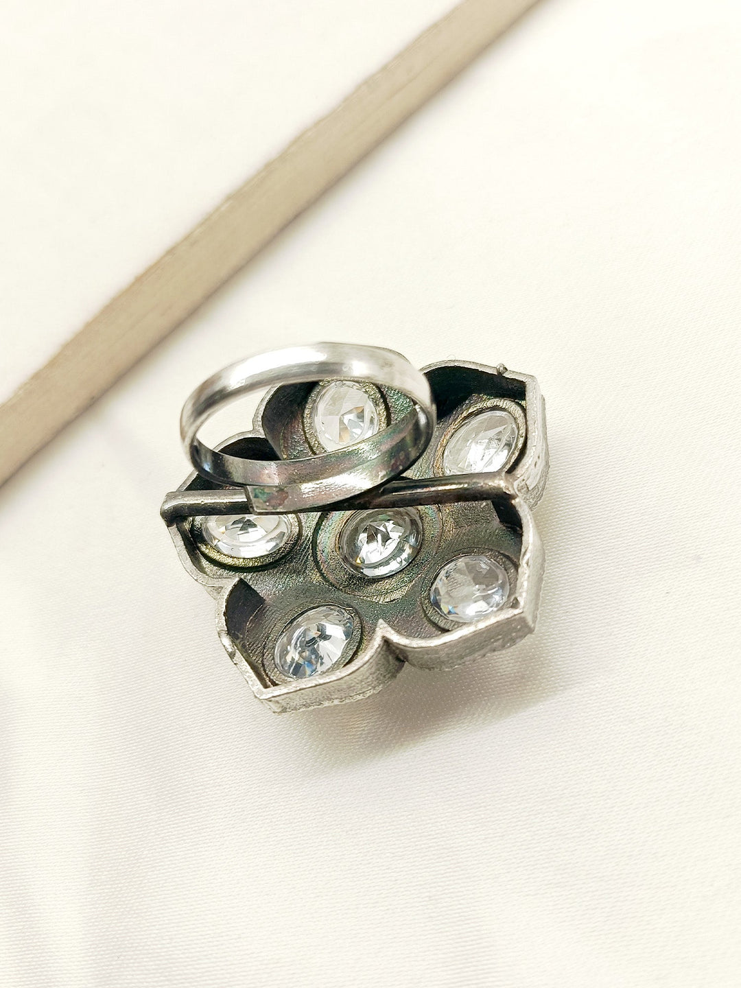 Celine White Oxidized Finger Ring