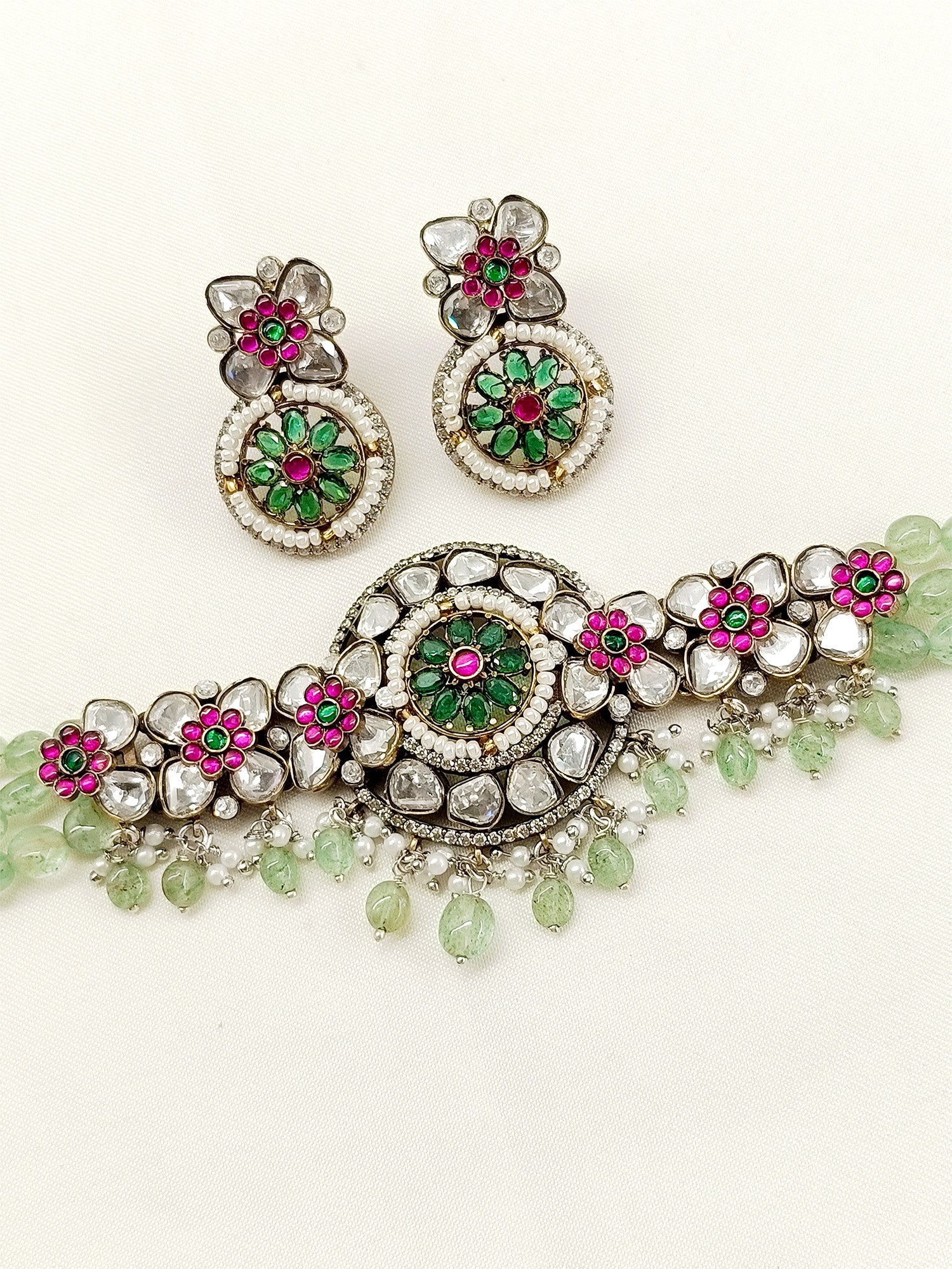 Sheesha MInt Green Victorian Choker Set - qivii