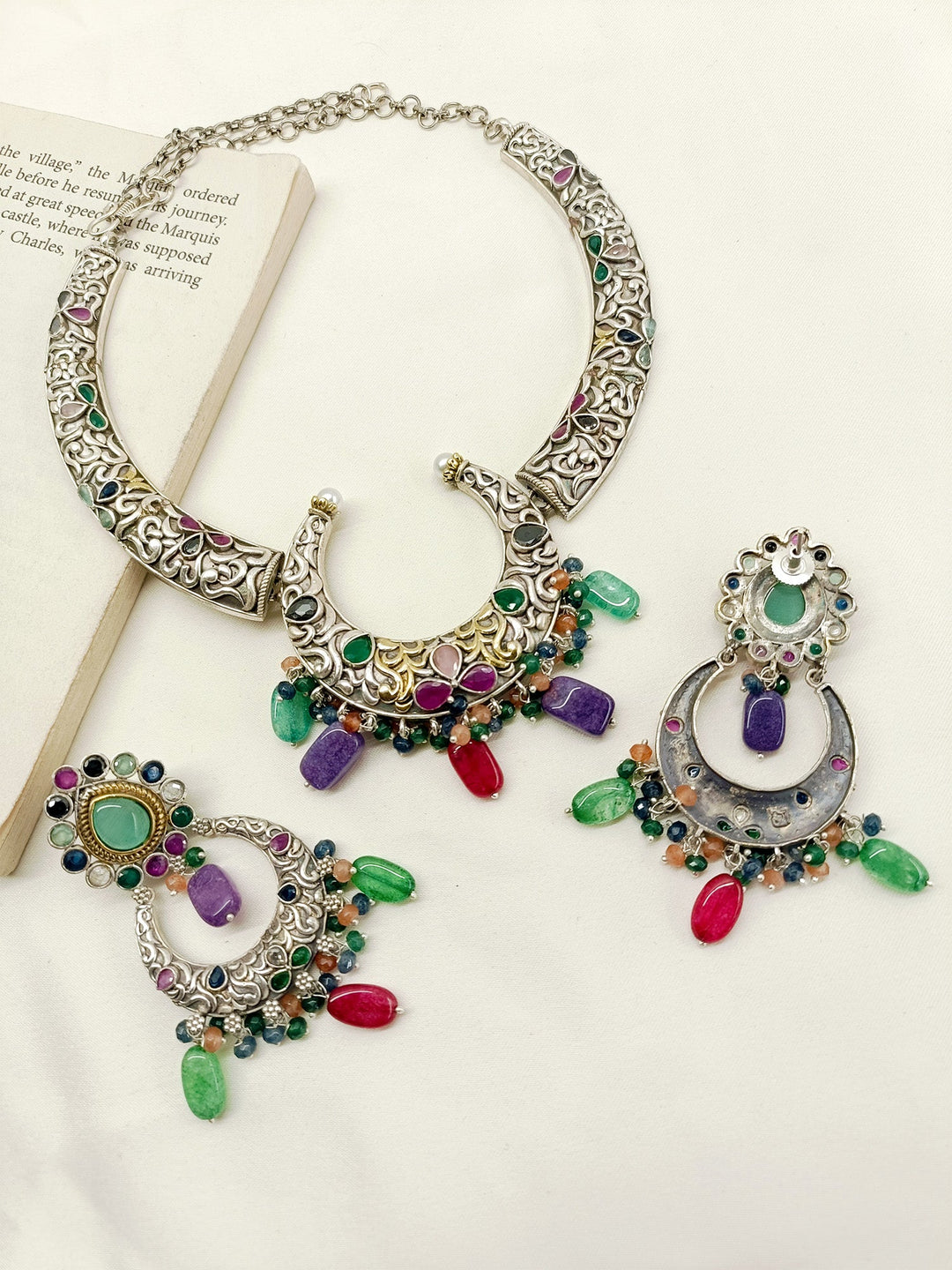 Gunjika Multi Colour Oxidized Necklace Set