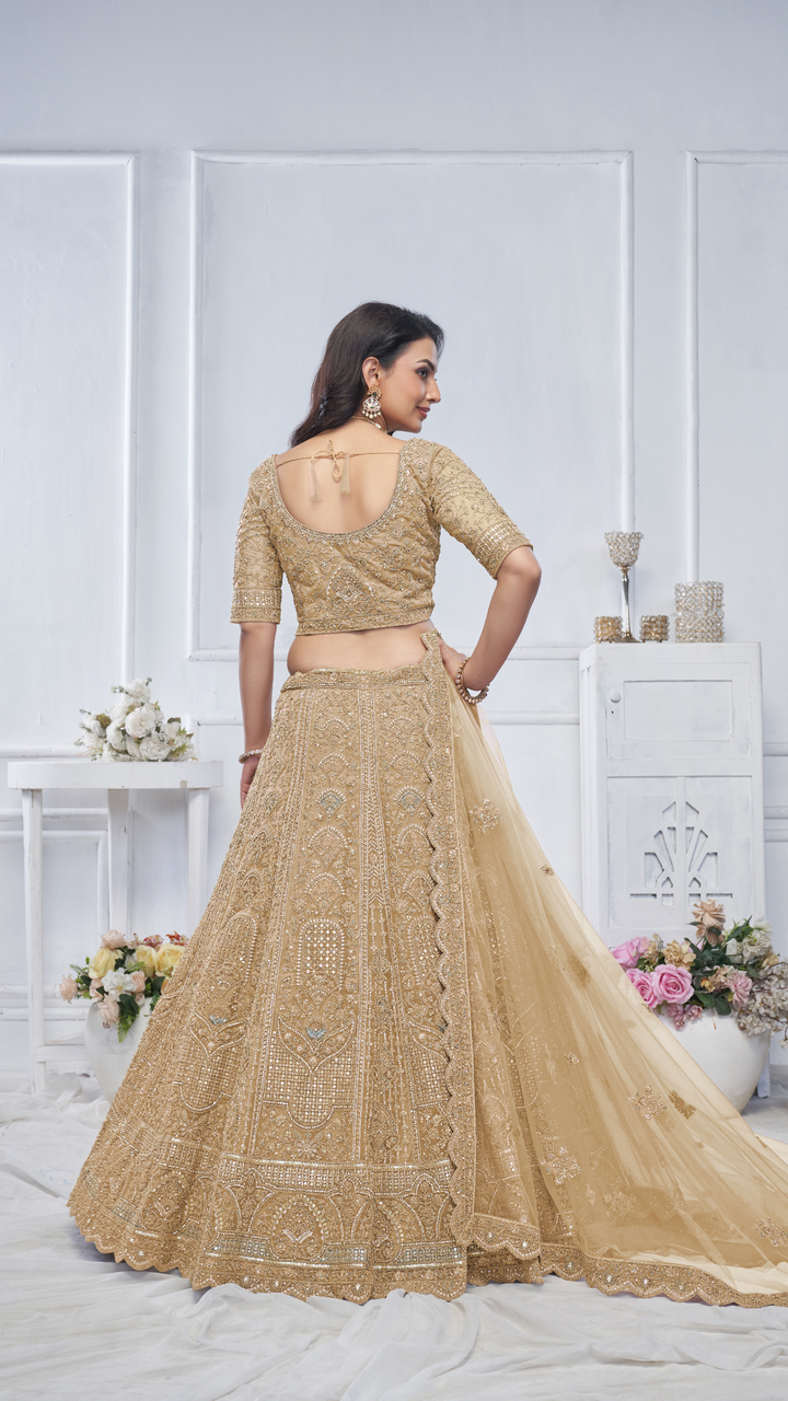 Golden Embroidered Bridal lehenga