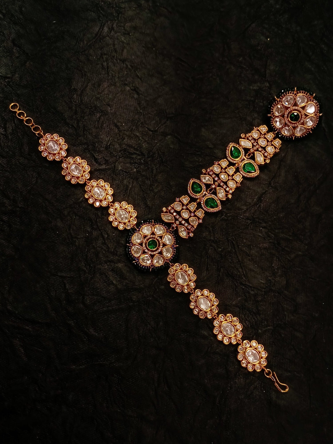 Nitya Beautiful Green Kundan Hathphool