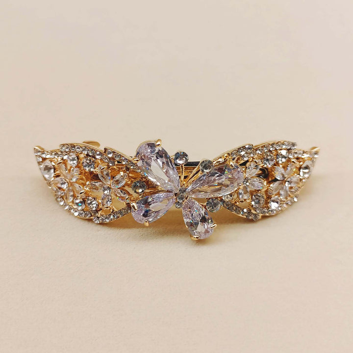 Gahna American Diamond Stone Gold Plated Hair Clip