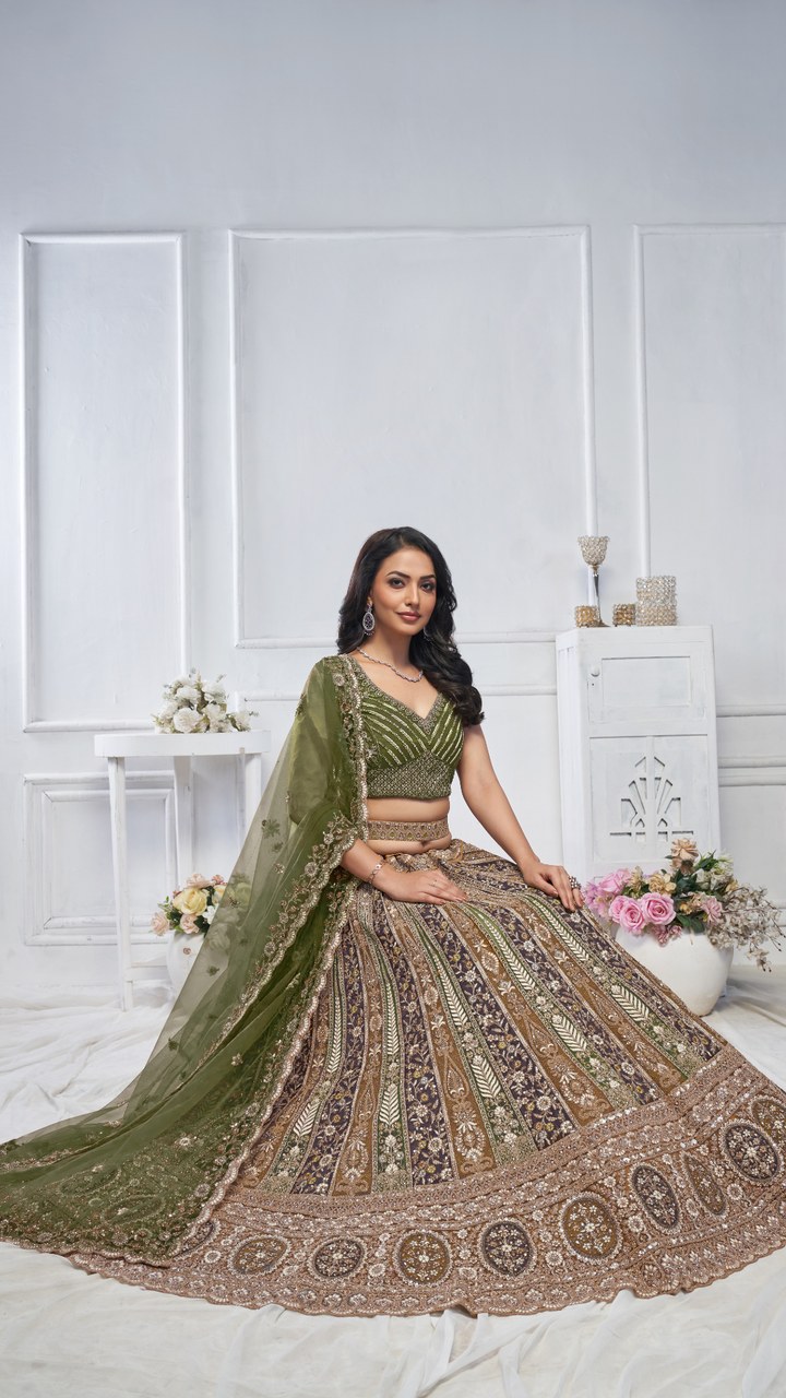 The Grandeur Green bridal lehenga