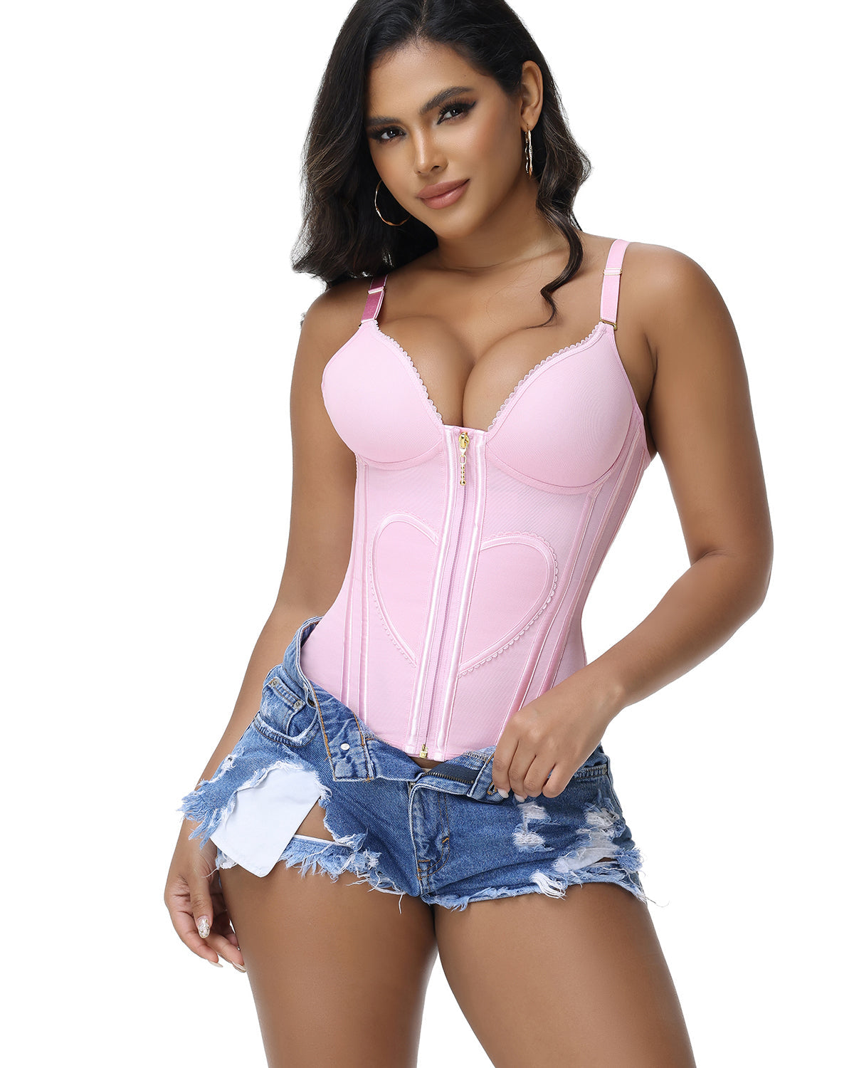 Shapshe® Fajas Colombianas Love Pattern Corset Top Zipper Waist Trainer