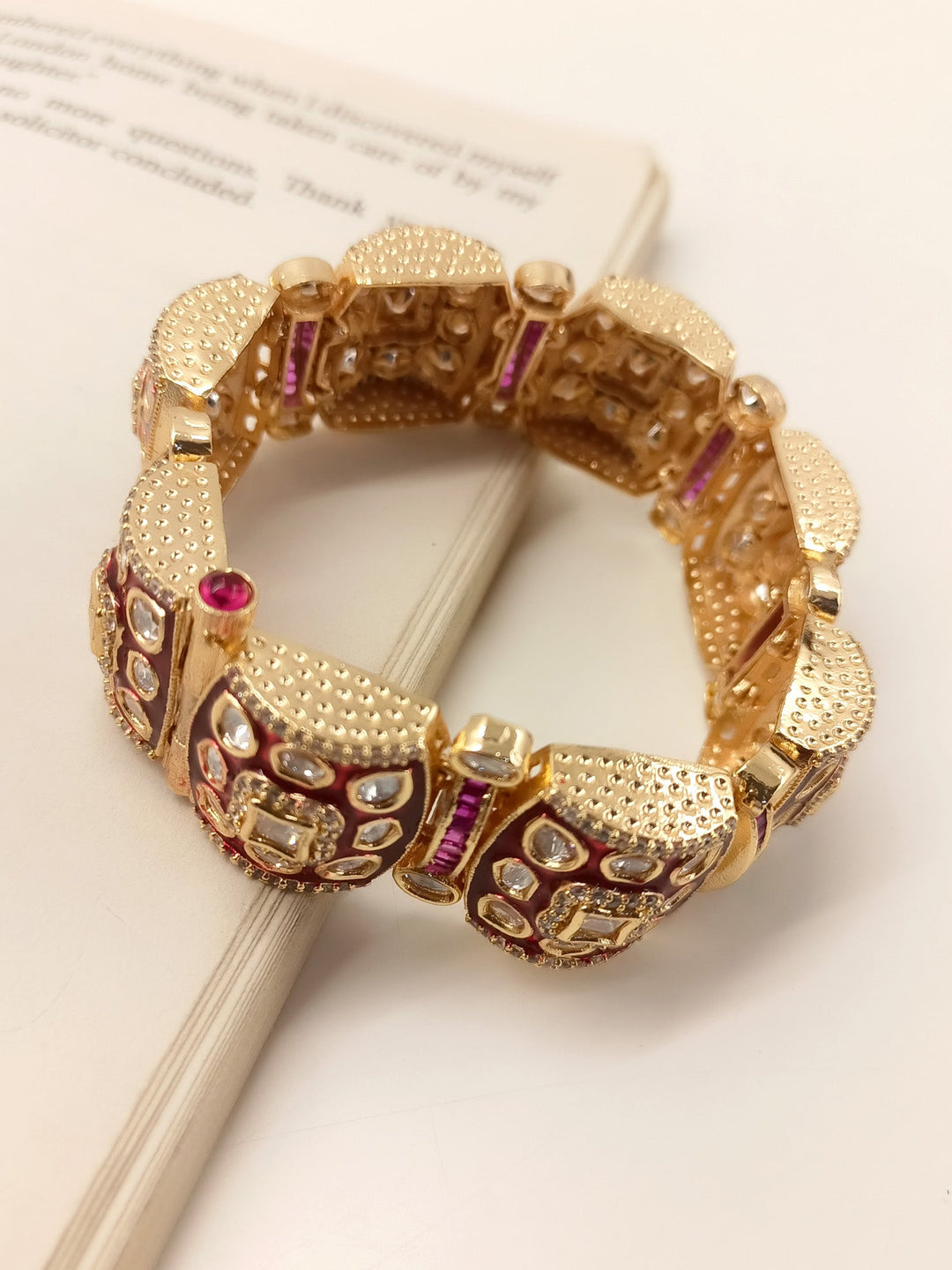 Shakshi Maroon Kundan Bracelet