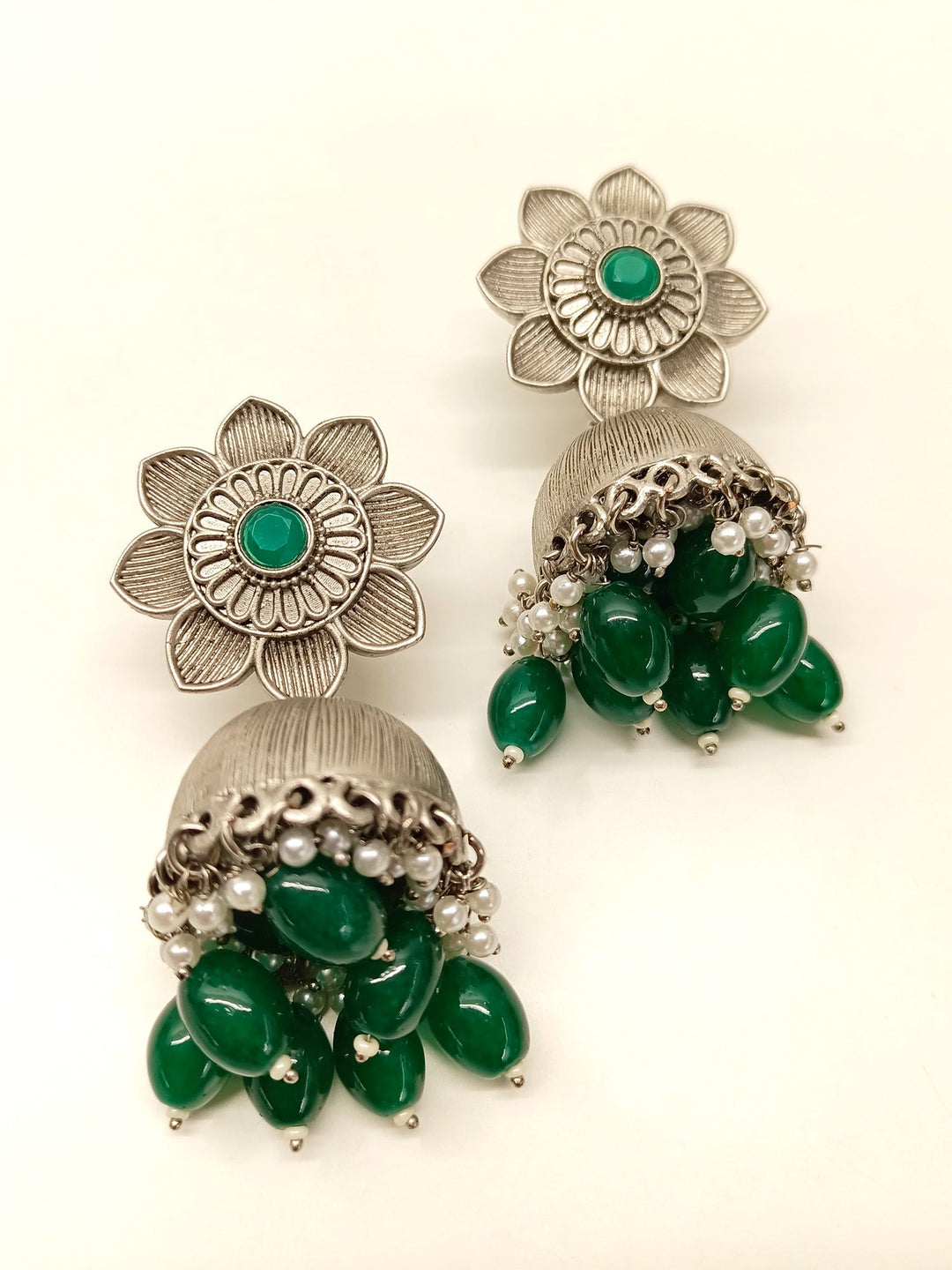 Ati Green Oxidized Jhumki