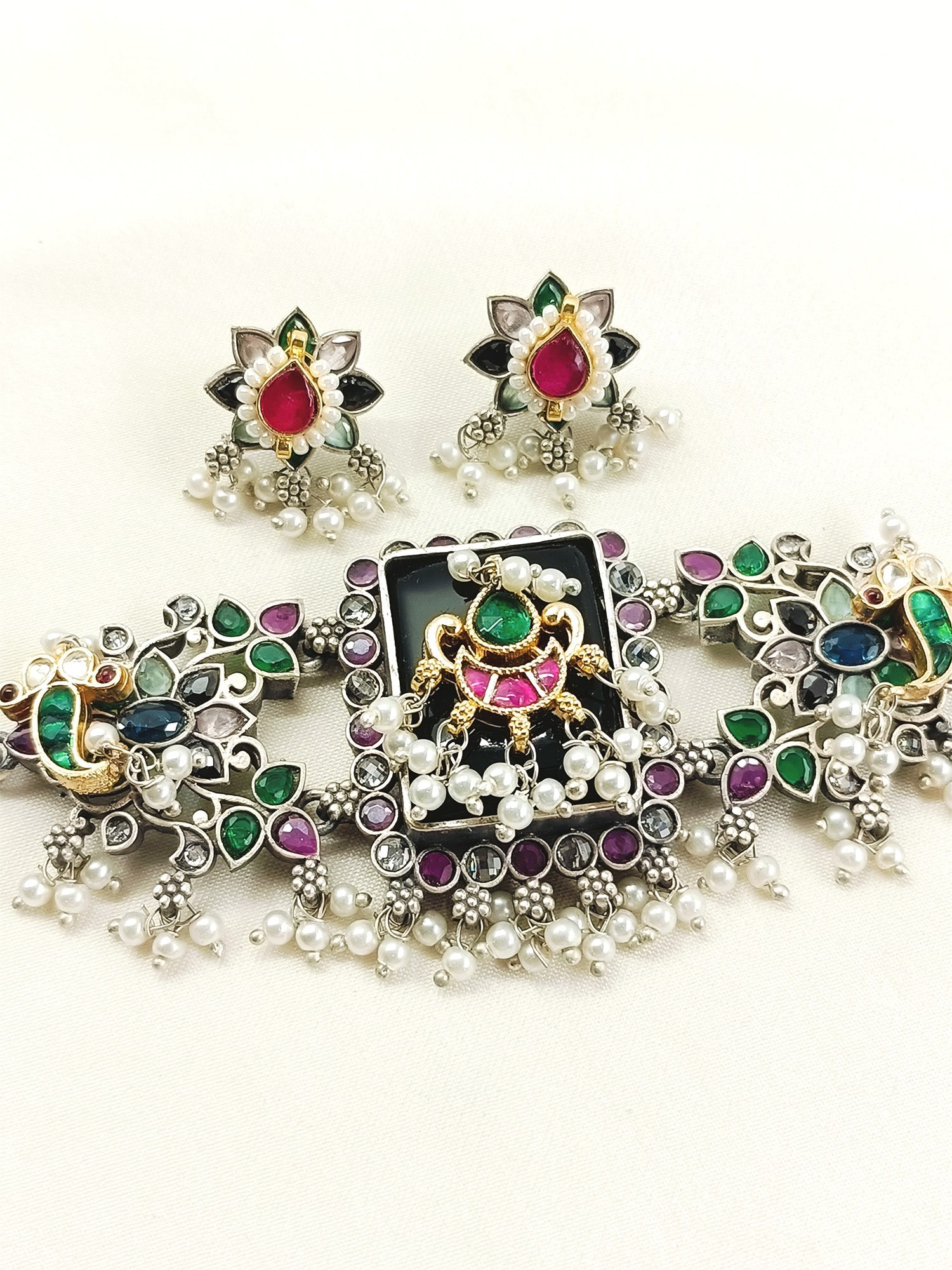 Vasuda Multi Colour Oxidized Choker Set