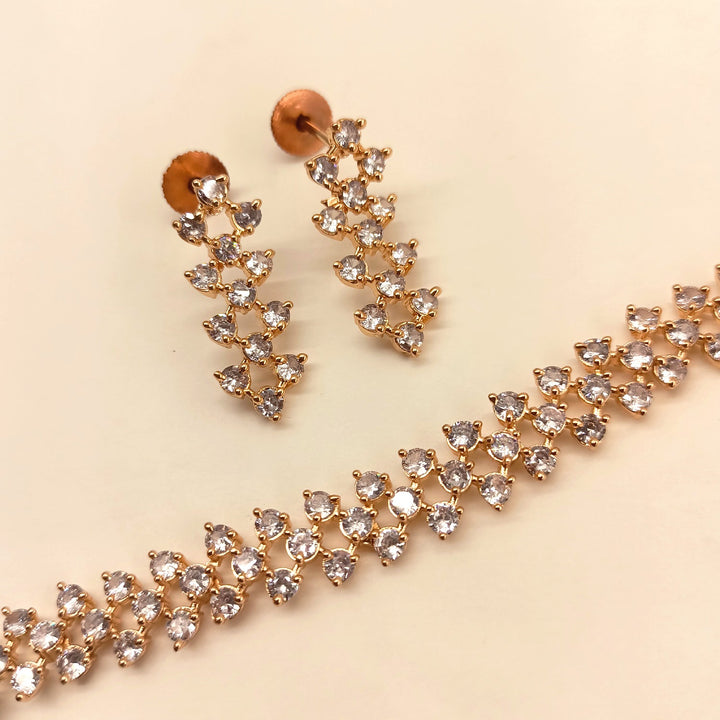 Tejo Rose Gold Plated Semiprecious White Stone American Diamond Set