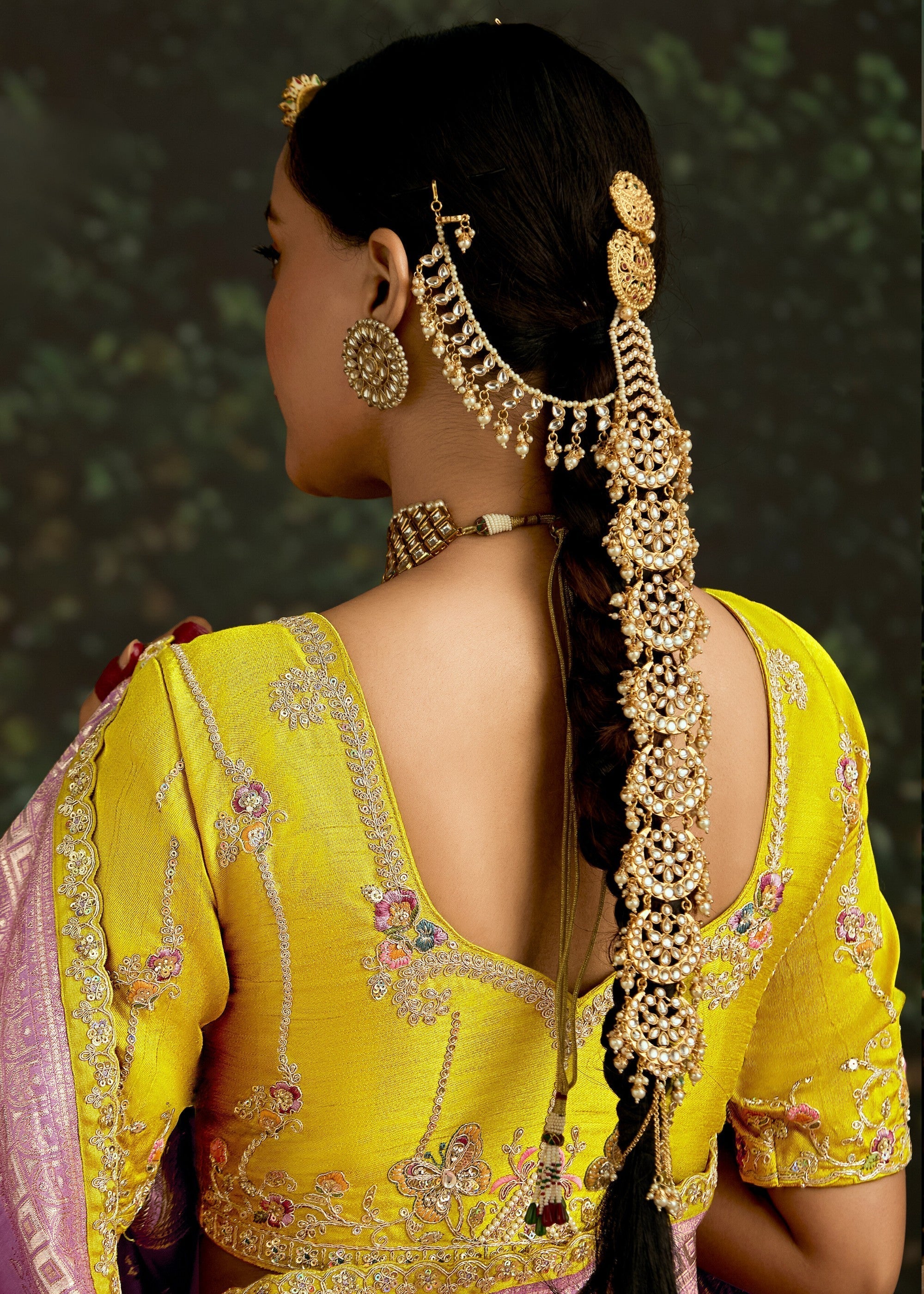 Lavender and Yellow Viscose silk Saree with Zari work - qivii