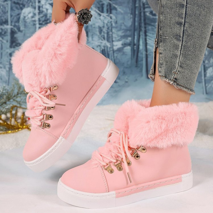 Women's Heritage Plush Snow Boot - Platform Winter Boots with Faux Fur Lining & Classic Lace-Up Design (US 5-10.5)