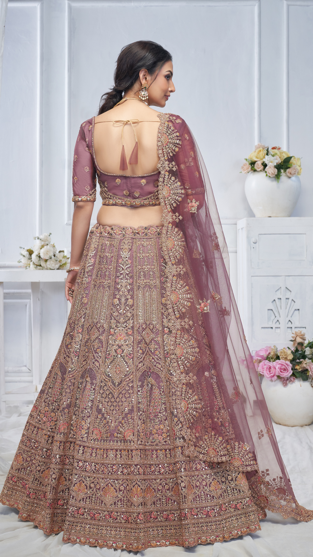 Royal Grandeur bridal  Golden  Lehenga with Paisley and Peacock Motifs & Heavy Embroidery