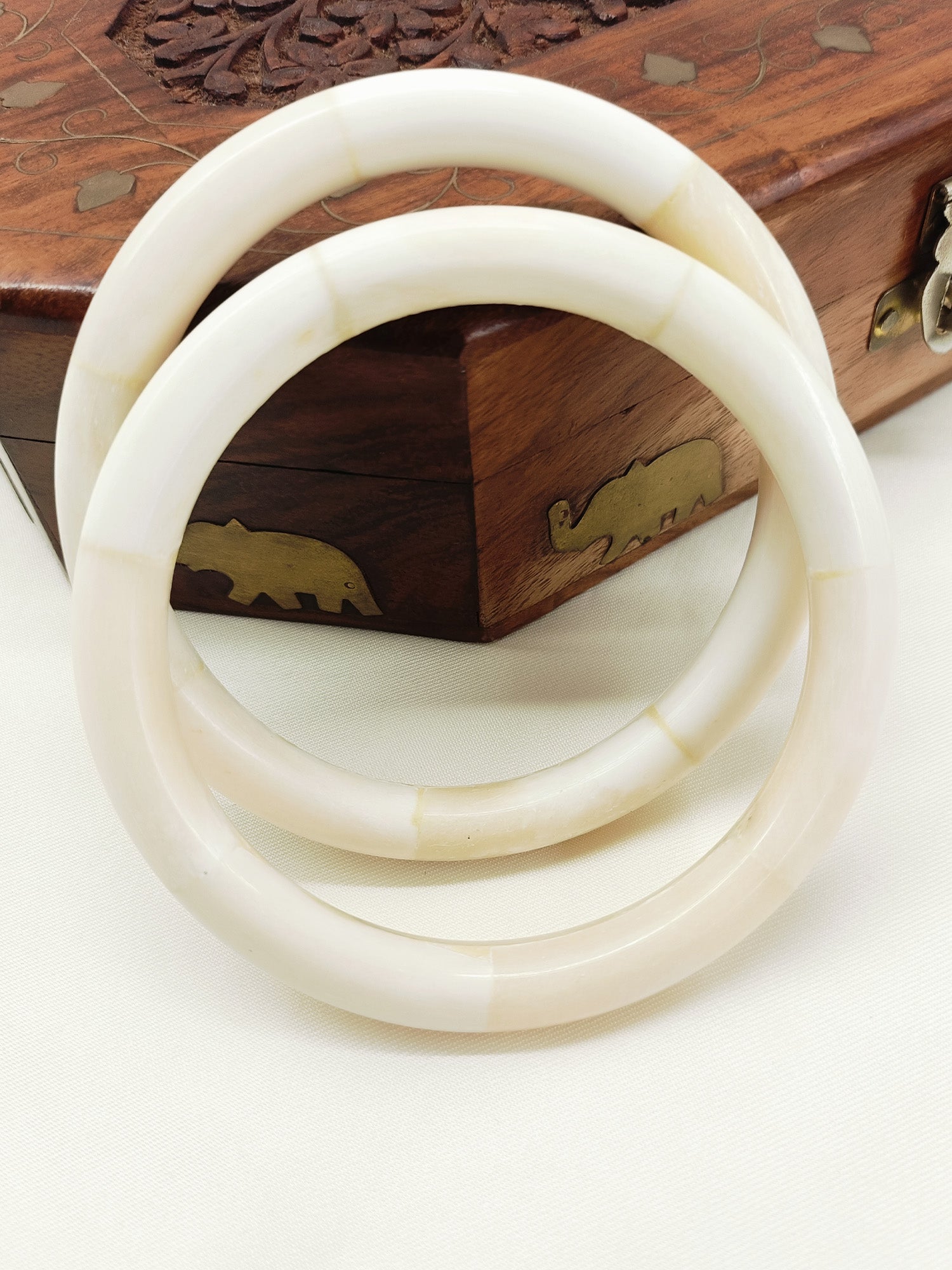 Kayla White Bone Bangles