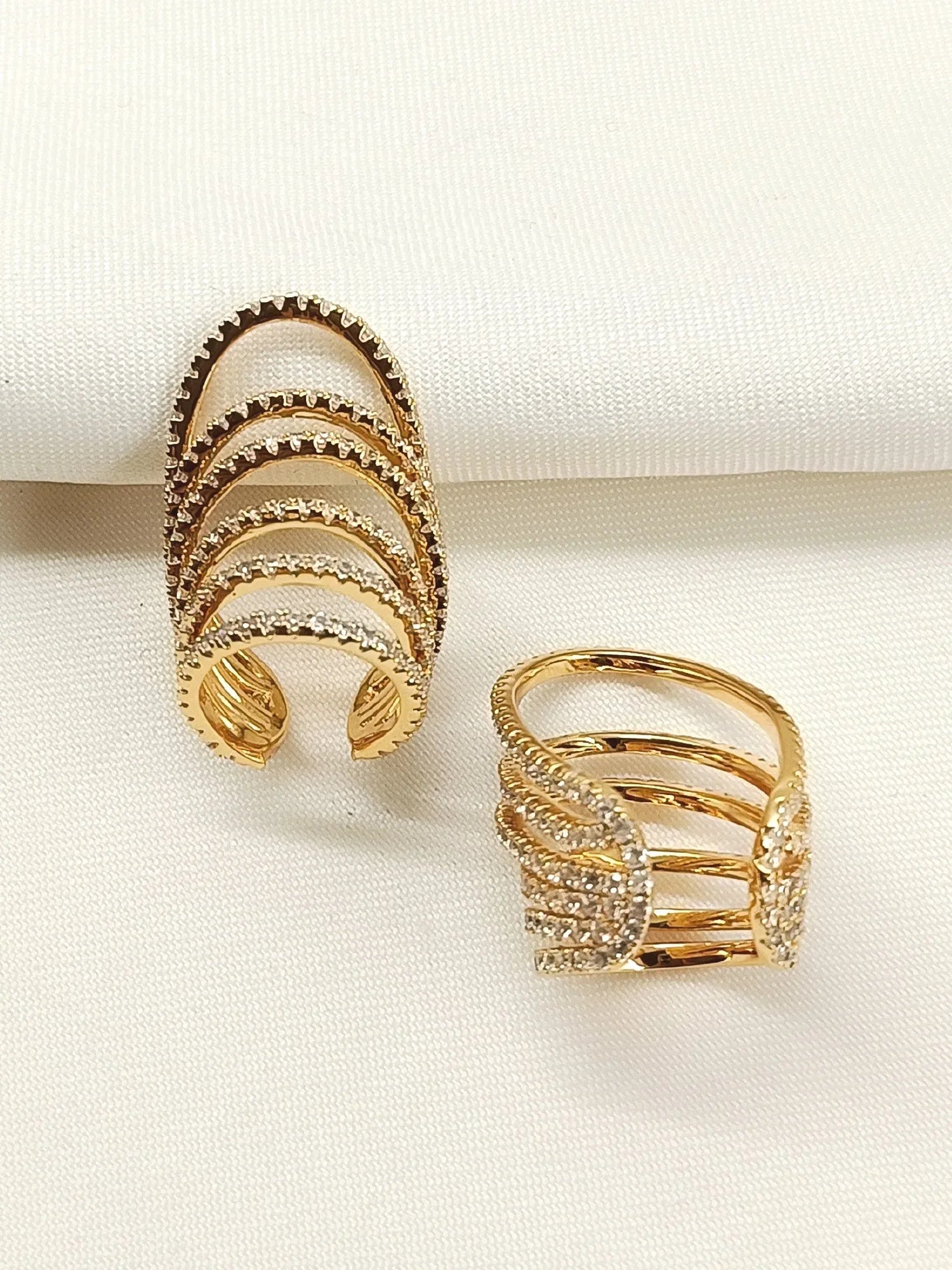 Deepanshi White American Diamond Earcuffs